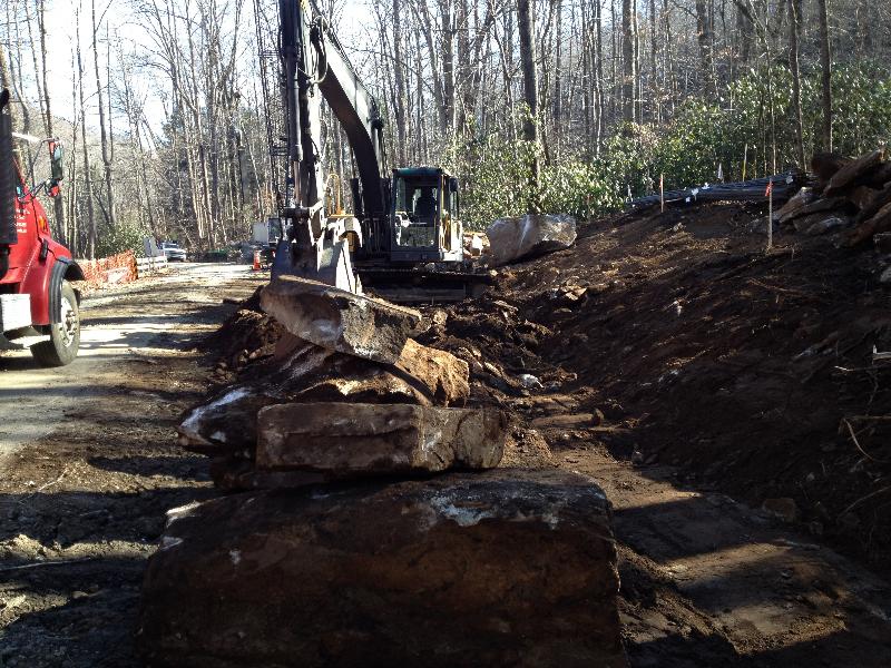 Jerry T.Whitmire Grading, of Brevard, N.C, has started working on the grading portion of a NCDOT contract on a bridge replacement project on Pearson Falls Road in Polk County, North Carolina