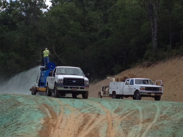 Whitmire Grading has it's own hydroseeding and mulching equipment, so we can quickly dress the bare ground to minimize erosion and speed the completion of a project