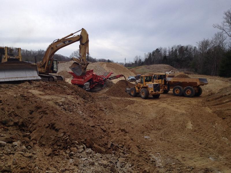 A screen is being used to separate material to meet project specifications.