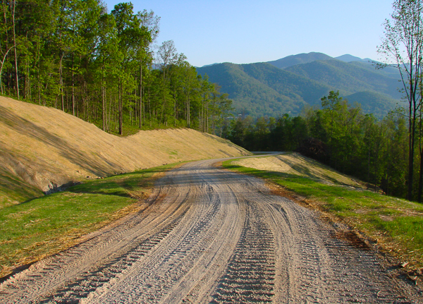 This is a completed subdivision road in a residential development in Asheville, N.C.