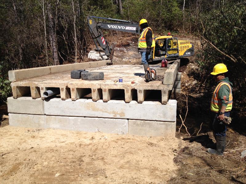 Whitmire Grading constructed this farm bridge out of recycled precast bridge spans.