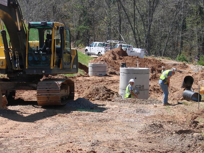 Whitmire Grading has many years of experience with storm drainage systems  This is the MAHEC project in Asheville,N.C.
